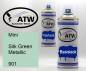 Preview: Mini, Silk Green Metallic, 901: 400ml Sprühdose + 400ml Klarlack - Set, von ATW Autoteile West.